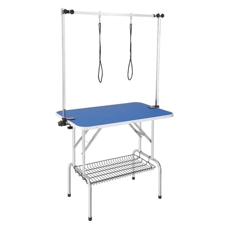 Pet Supplies | Pet Grooming Table Two Arms with Clamp, 36”x24” Dog Grooming Station, Foldable Pets Grooming Stand for Medium and Small Dogs, Free No Sit Haunch Holder with Grooming Loop, Bearing 330lbs Agriculture & Forestry Equipment Pet Supplies