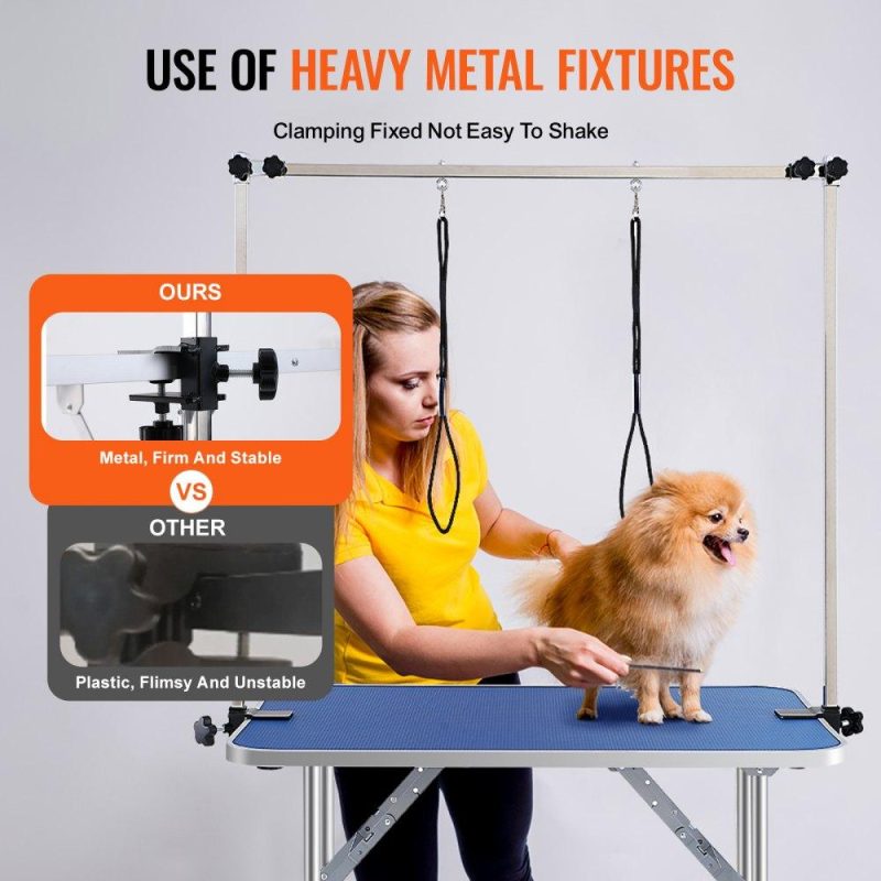 Pet Supplies | Pet Grooming Table Two Arms with Clamp, 36”x24” Dog Grooming Station, Foldable Pets Grooming Stand for Medium and Small Dogs, Free No Sit Haunch Holder with Grooming Loop, Bearing 330lbs Agriculture & Forestry Equipment Pet Supplies