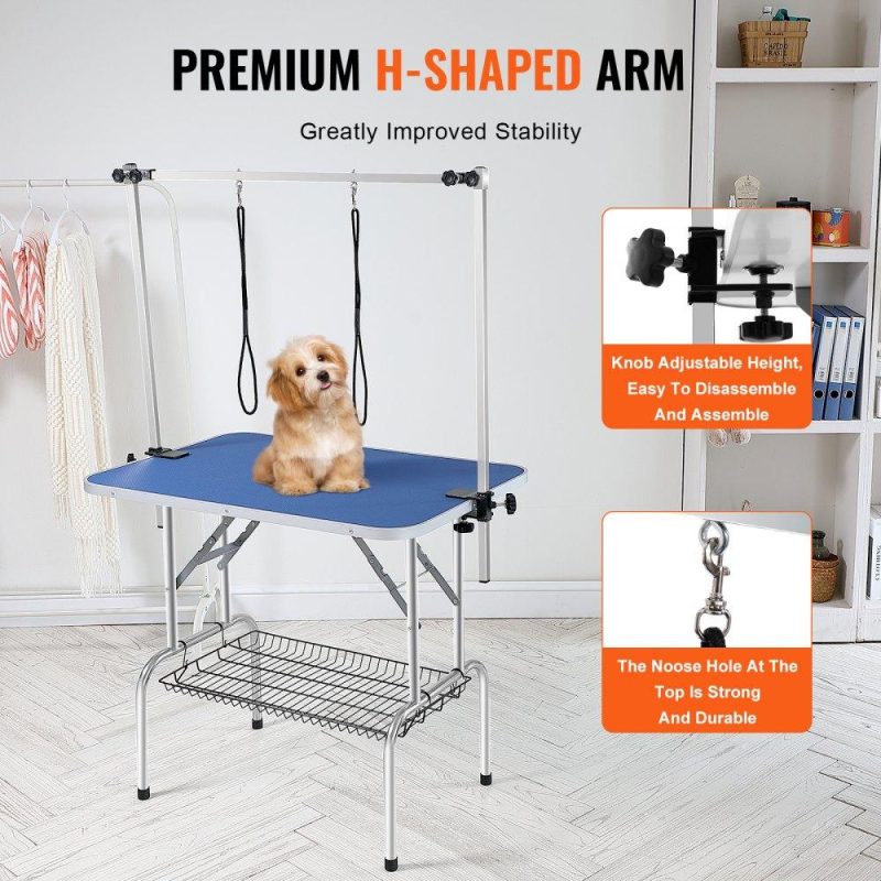 Pet Supplies | Pet Grooming Table Two Arms with Clamp, 36”x24” Dog Grooming Station, Foldable Pets Grooming Stand for Medium and Small Dogs, Free No Sit Haunch Holder with Grooming Loop, Bearing 330lbs Agriculture & Forestry Equipment Pet Supplies