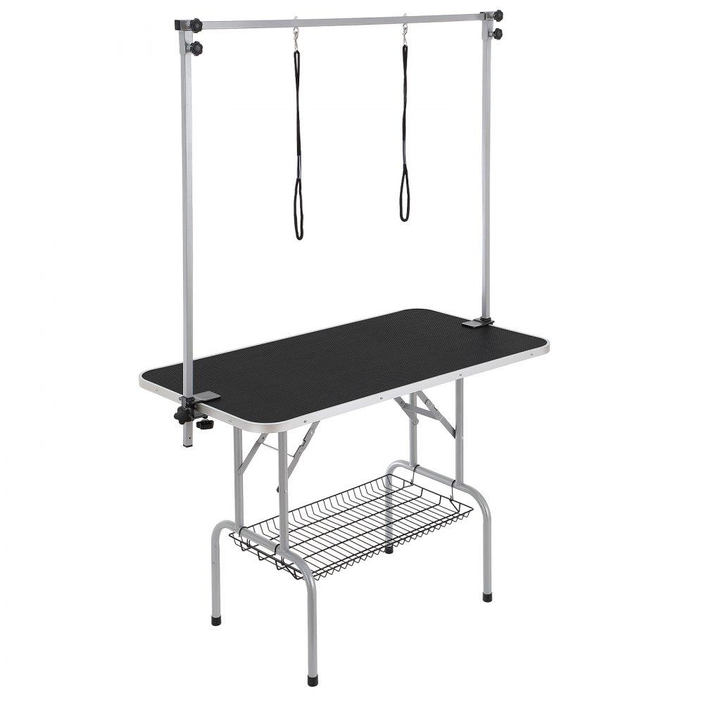 Pet Supplies | Pet Grooming Table Two Arms with Clamp, 46” Dog Grooming Station, Foldable Pets Grooming Stand for Medium and Small Dogs, Free No Sit Haunch Holder with Grooming Loop, Bearing 330lbs Agriculture & Forestry Equipment Pet Supplies