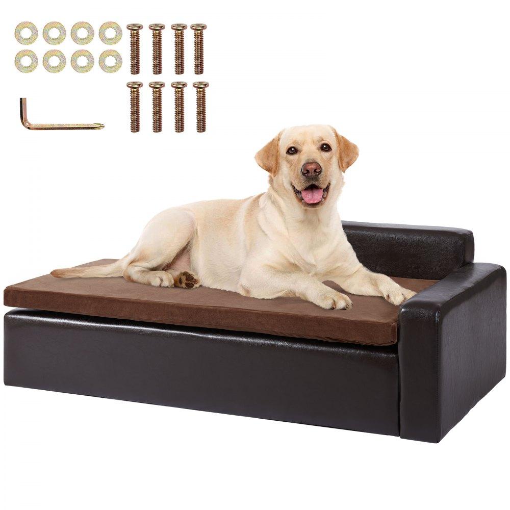 Pet Supplies | Pet Sofa, Dog Couch for Large-Sized Dogs and Cats, Soft Leather Dog Sofa Bed, 110 lbs Loading Cat Sofa, Black Agriculture & Forestry Equipment Pet Supplies