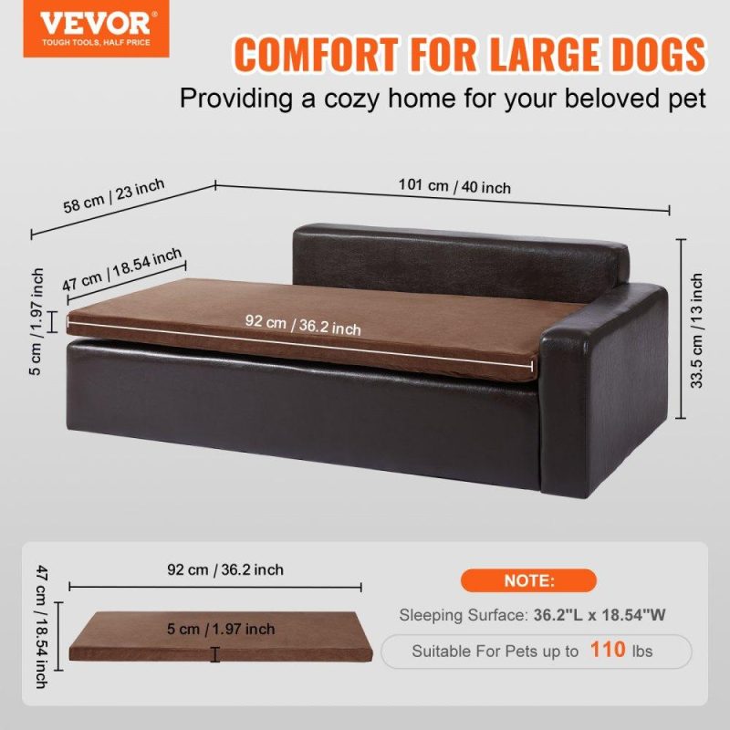 Pet Supplies | Pet Sofa, Dog Couch for Large-Sized Dogs and Cats, Soft Leather Dog Sofa Bed, 110 lbs Loading Cat Sofa, Black Agriculture & Forestry Equipment Pet Supplies