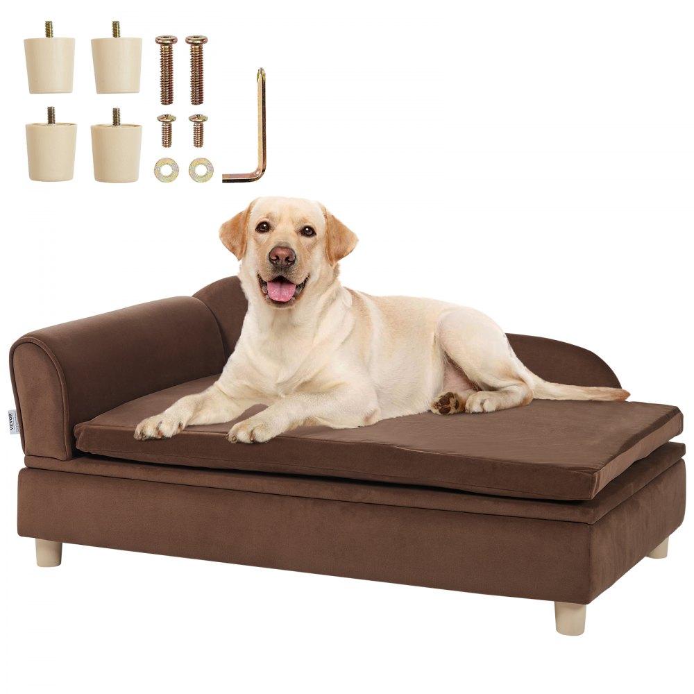 Pet Supplies | Pet Sofa, Dog Couch for Large-Sized Dogs and Cats, Soft Velvety Dog Sofa Bed, 110 lbs Loading Cat Sofa, Dark Brown Brown Agriculture & Forestry Equipment Brown