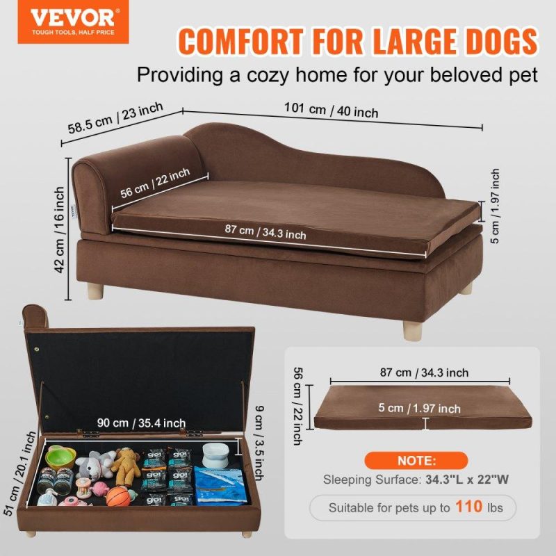 Pet Supplies | Pet Sofa, Dog Couch for Large-Sized Dogs and Cats, Soft Velvety Dog Sofa Bed, 110 lbs Loading Cat Sofa, Dark Brown Brown Agriculture & Forestry Equipment Brown