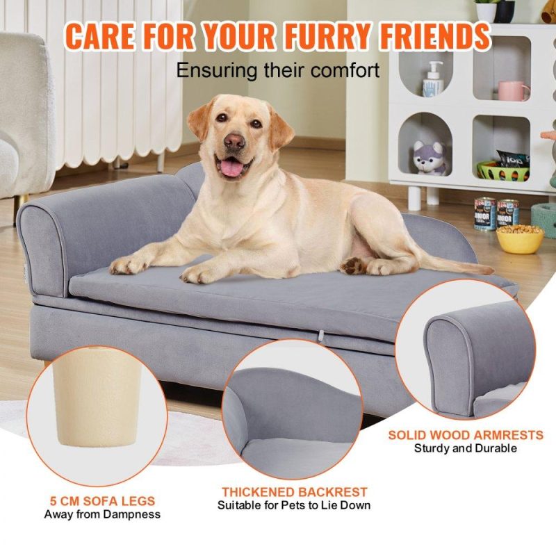 Pet Supplies | Pet Sofa, Dog Couch for Large-Sized Dogs and Cats, Soft Velvety Dog Sofa Bed, 110 lbs Loading Cat Sofa, Grey Gray Agriculture & Forestry Equipment Gray