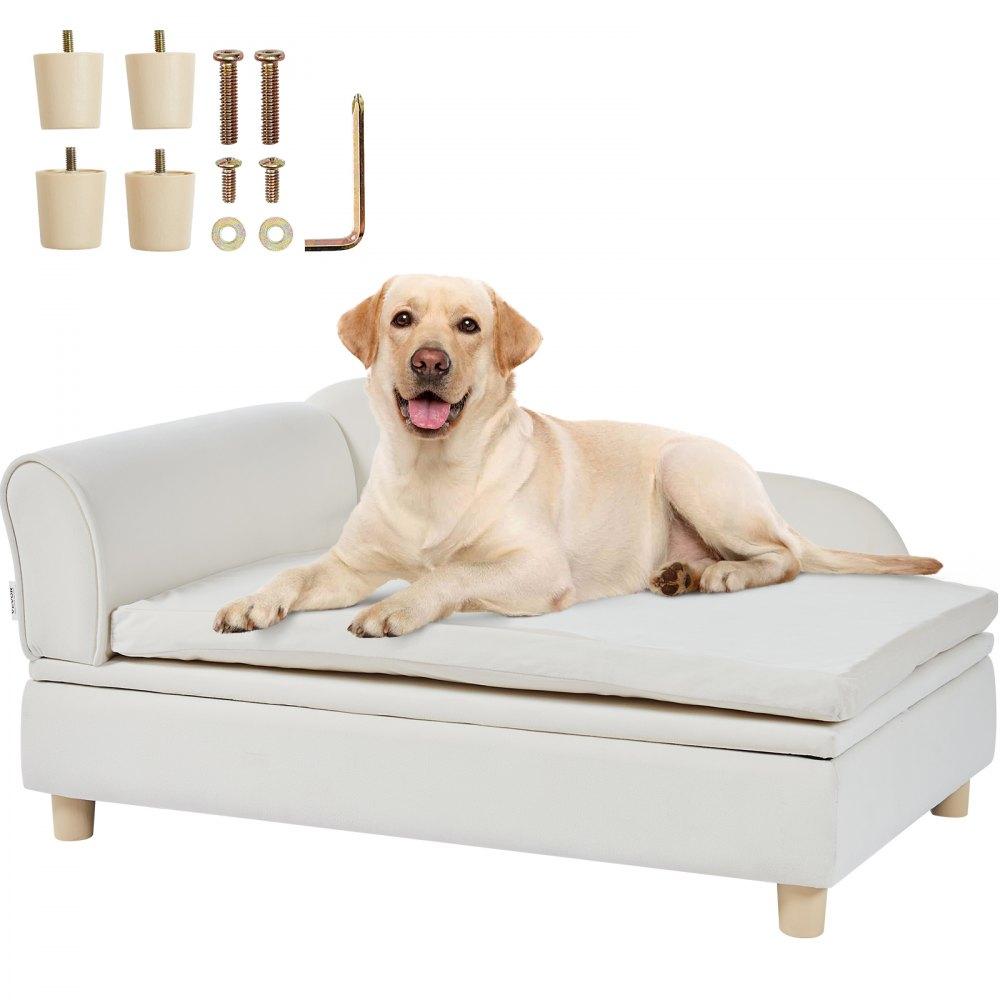 Pet Supplies | Pet Sofa, Dog Couch for Large-Sized Dogs and Cats, Soft Velvety Dog Sofa Bed, 110 lbs Loading Cat Sofa, White White Agriculture & Forestry Equipment Pet Supplies