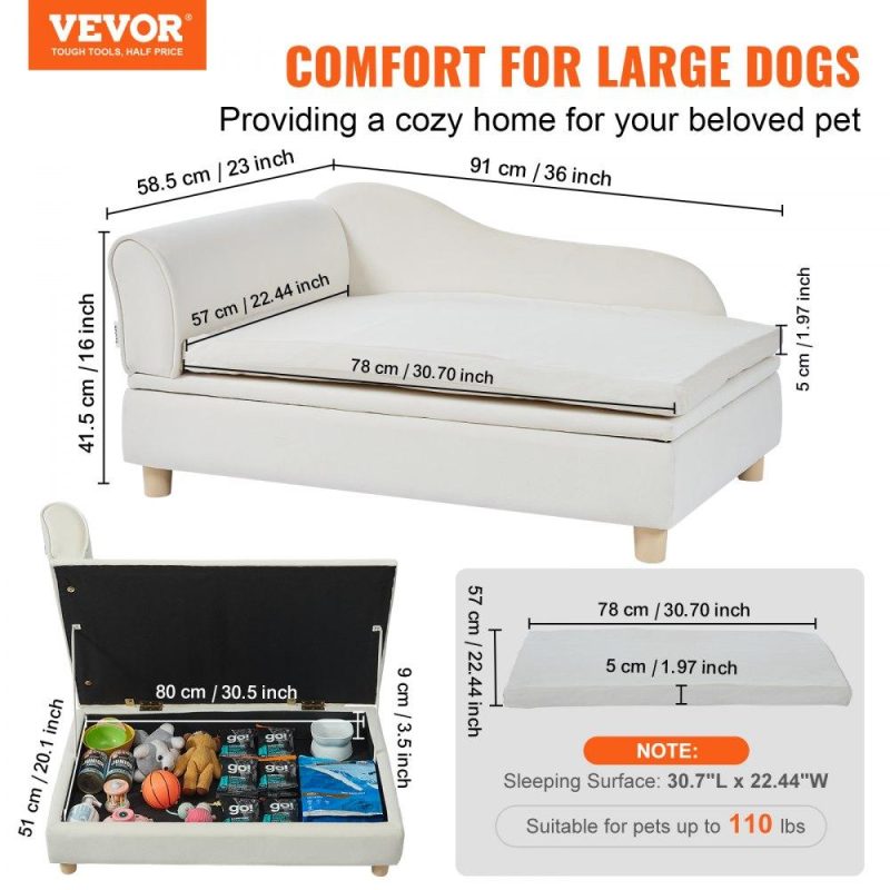 Pet Supplies | Pet Sofa, Dog Couch for Large-Sized Dogs and Cats, Soft Velvety Dog Sofa Bed, 110 lbs Loading Cat Sofa, White White Agriculture & Forestry Equipment Pet Supplies