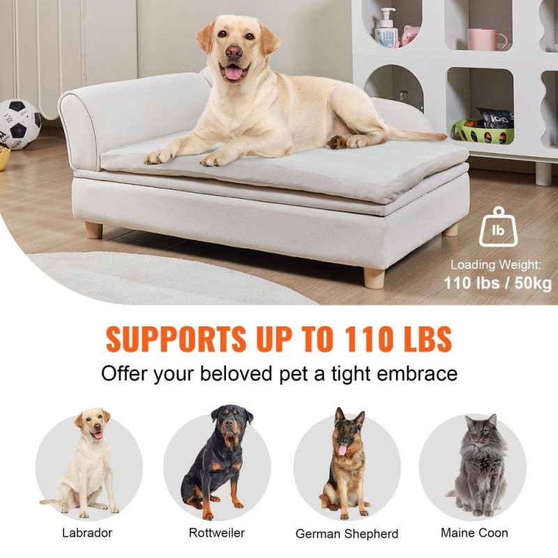 Pet Supplies | Pet Sofa, Dog Couch for Large-Sized Dogs and Cats, Soft Velvety Dog Sofa Bed, 110 lbs Loading Cat Sofa, White White Agriculture & Forestry Equipment Pet Supplies