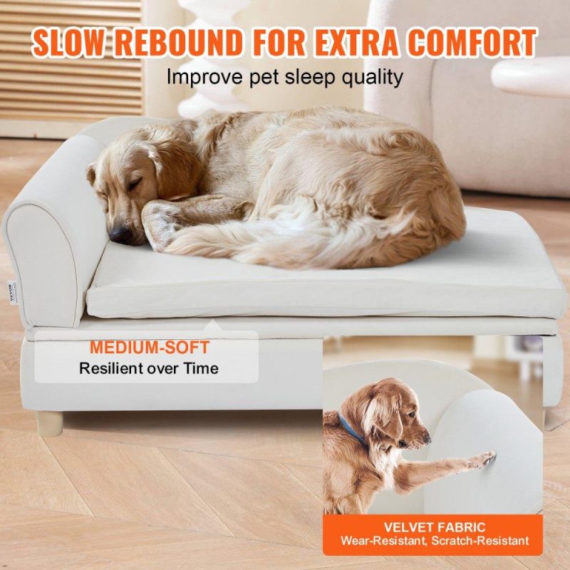 Pet Supplies | Pet Sofa, Dog Couch for Large-Sized Dogs and Cats, Soft Velvety Dog Sofa Bed, 110 lbs Loading Cat Sofa, White White Agriculture & Forestry Equipment Pet Supplies