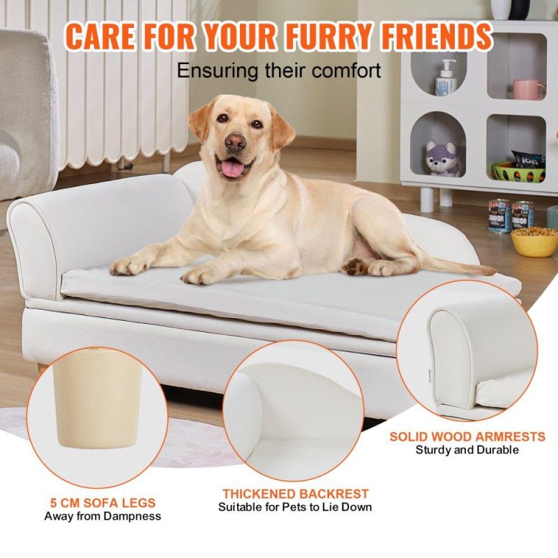 Pet Supplies | Pet Sofa, Dog Couch for Large-Sized Dogs and Cats, Soft Velvety Dog Sofa Bed, 110 lbs Loading Cat Sofa, White White Agriculture & Forestry Equipment Pet Supplies