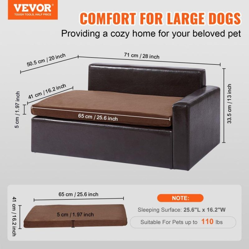 Pet Supplies | Pet Sofa, Dog Couch for Medium-Sized Dogs and Cats, Soft Leather Dog Sofa Bed, 110 lbs Loading Cat Sofa, Black Agriculture & Forestry Equipment Pet Supplies