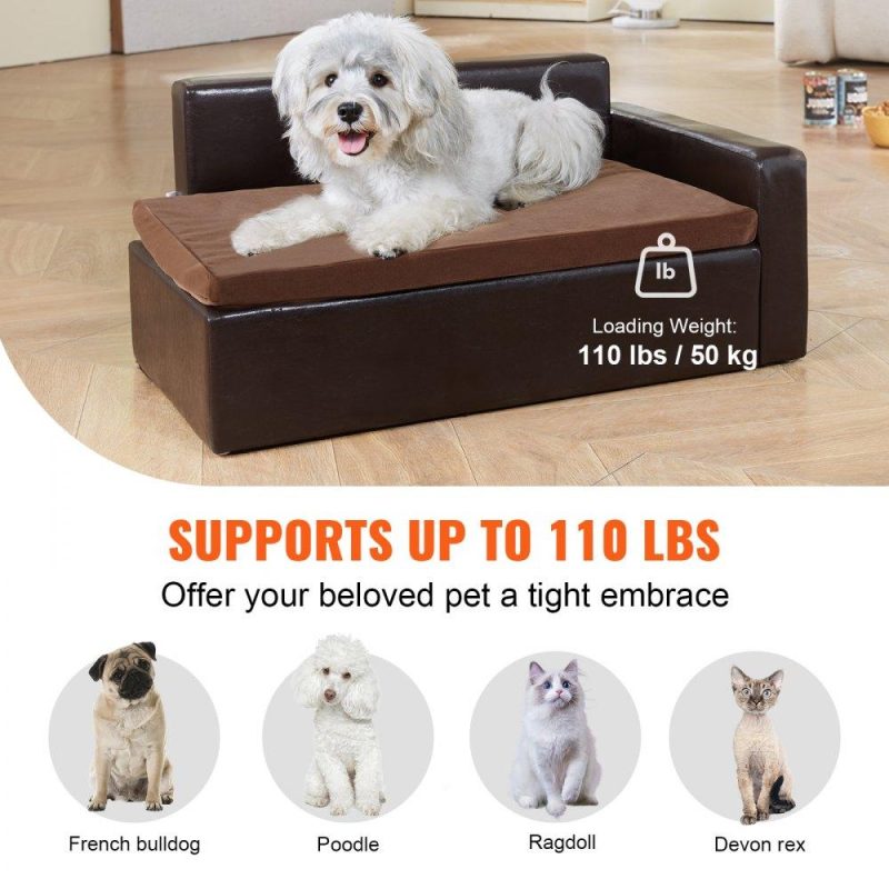 Pet Supplies | Pet Sofa, Dog Couch for Medium-Sized Dogs and Cats, Soft Leather Dog Sofa Bed, 110 lbs Loading Cat Sofa, Black Agriculture & Forestry Equipment Pet Supplies