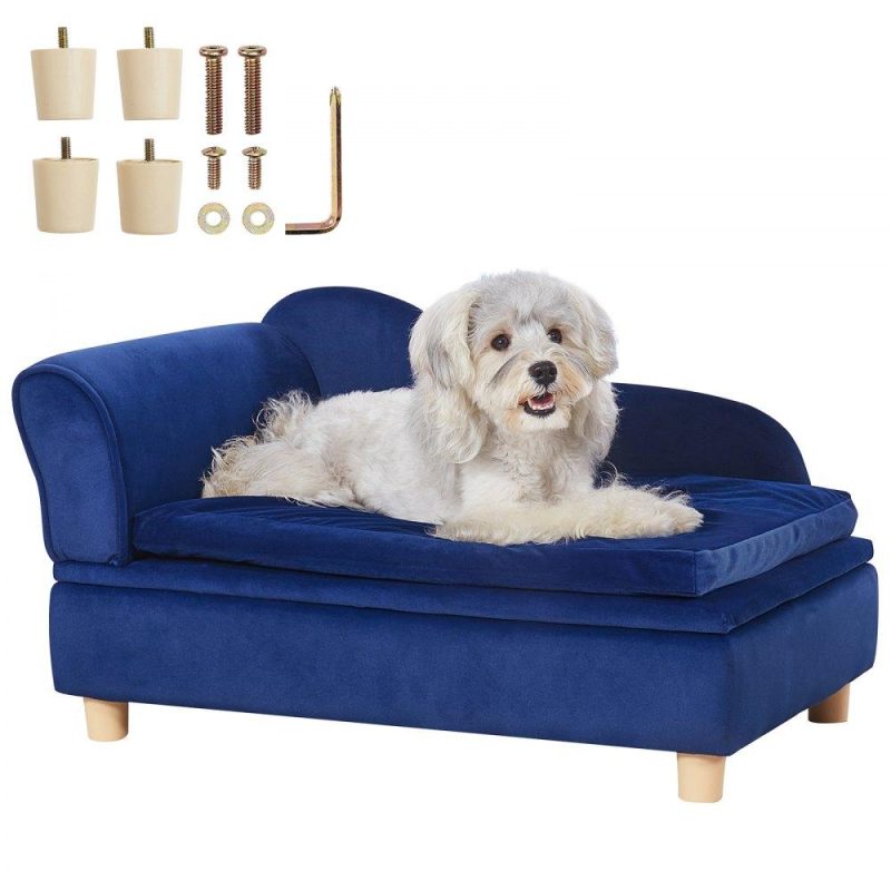 Pet Supplies | Pet Sofa, Dog Couch for Medium-Sized Dogs and Cats, Soft Velvety Dog Sofa Bed, 81 lbs Loading Cat Sofa, Blue Blue Agriculture & Forestry Equipment Blue