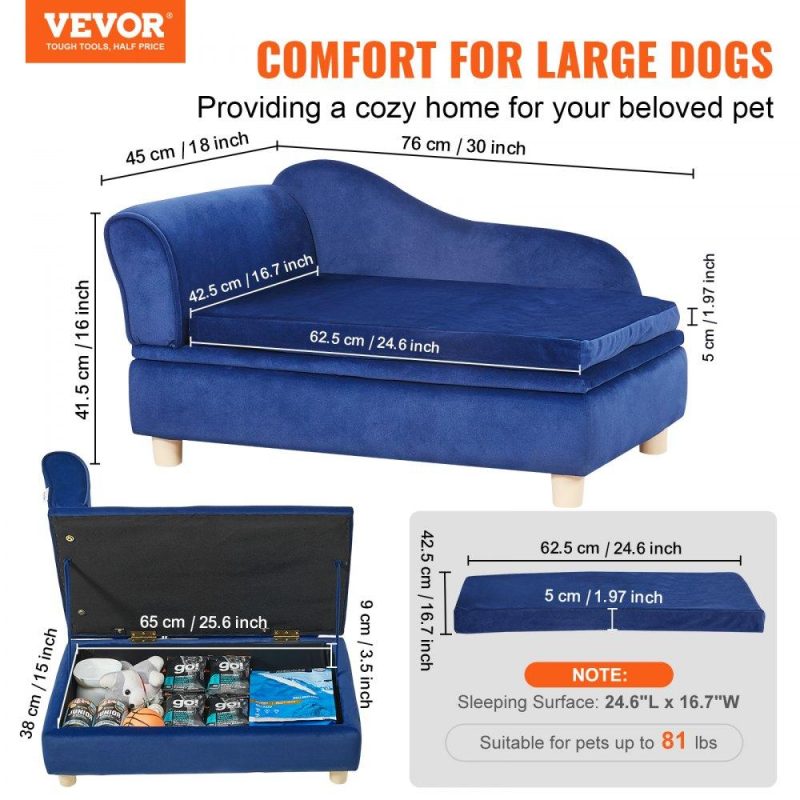 Pet Supplies | Pet Sofa, Dog Couch for Medium-Sized Dogs and Cats, Soft Velvety Dog Sofa Bed, 81 lbs Loading Cat Sofa, Blue Blue Agriculture & Forestry Equipment Blue