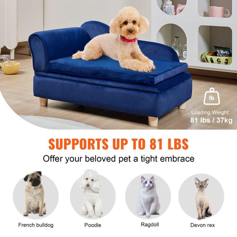 Pet Supplies | Pet Sofa, Dog Couch for Medium-Sized Dogs and Cats, Soft Velvety Dog Sofa Bed, 81 lbs Loading Cat Sofa, Blue Blue Agriculture & Forestry Equipment Blue