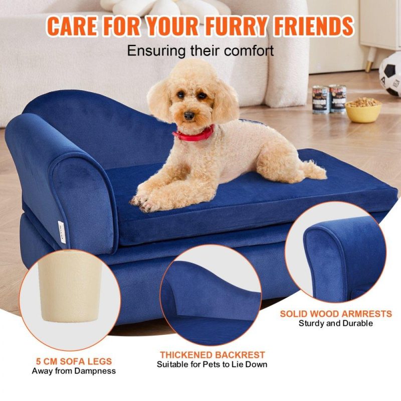 Pet Supplies | Pet Sofa, Dog Couch for Medium-Sized Dogs and Cats, Soft Velvety Dog Sofa Bed, 81 lbs Loading Cat Sofa, Blue Blue Agriculture & Forestry Equipment Blue