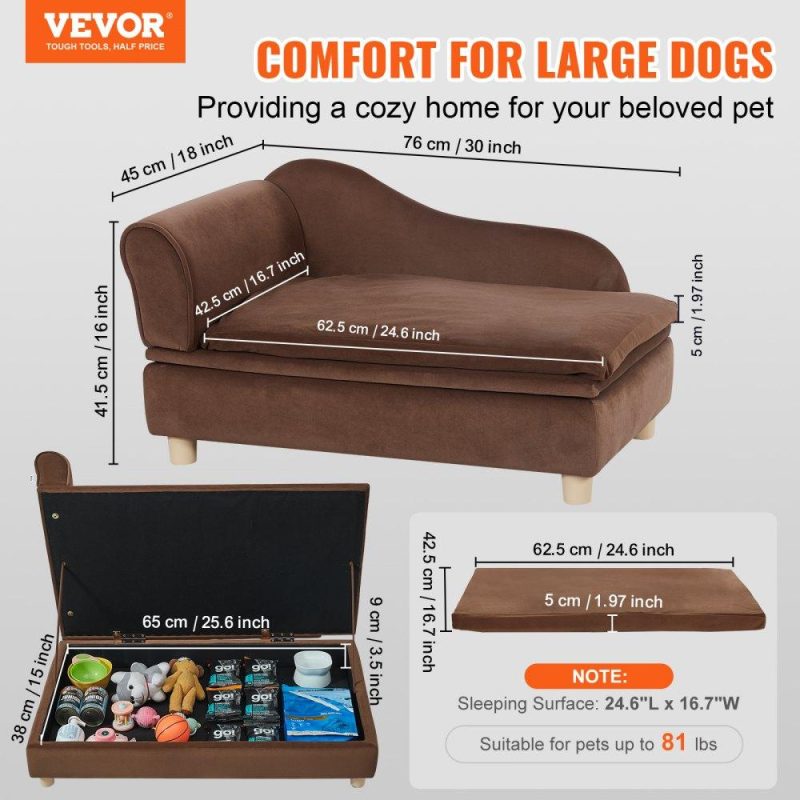 Pet Supplies | Pet Sofa, Dog Couch for Medium-Sized Dogs and Cats, Soft Velvety Dog Sofa Bed, 81 lbs Loading Cat Sofa, Dark Brown Brown Agriculture & Forestry Equipment Brown