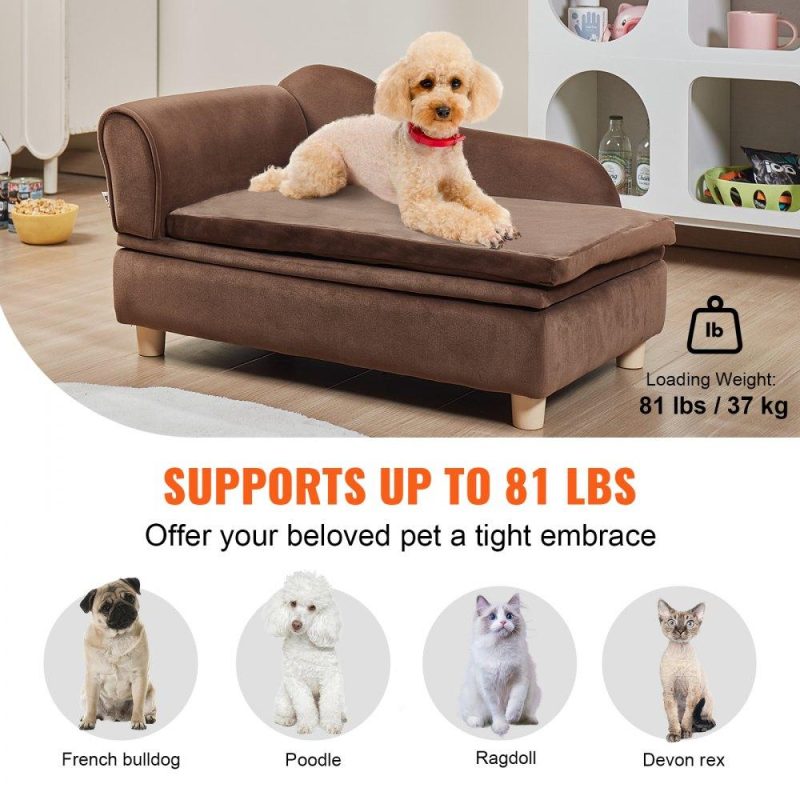 Pet Supplies | Pet Sofa, Dog Couch for Medium-Sized Dogs and Cats, Soft Velvety Dog Sofa Bed, 81 lbs Loading Cat Sofa, Dark Brown Brown Agriculture & Forestry Equipment Brown