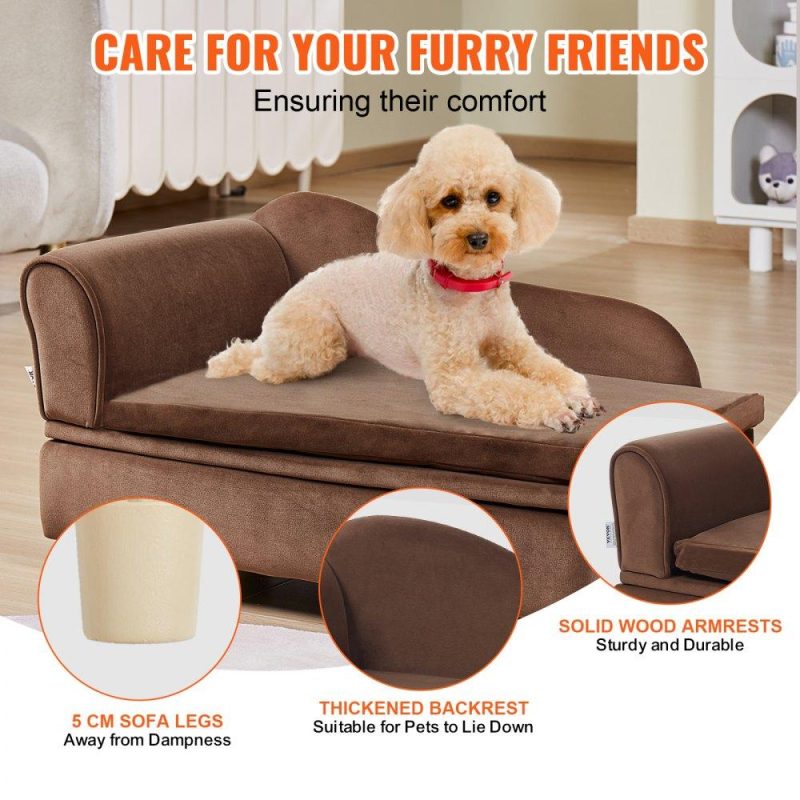 Pet Supplies | Pet Sofa, Dog Couch for Medium-Sized Dogs and Cats, Soft Velvety Dog Sofa Bed, 81 lbs Loading Cat Sofa, Dark Brown Brown Agriculture & Forestry Equipment Brown