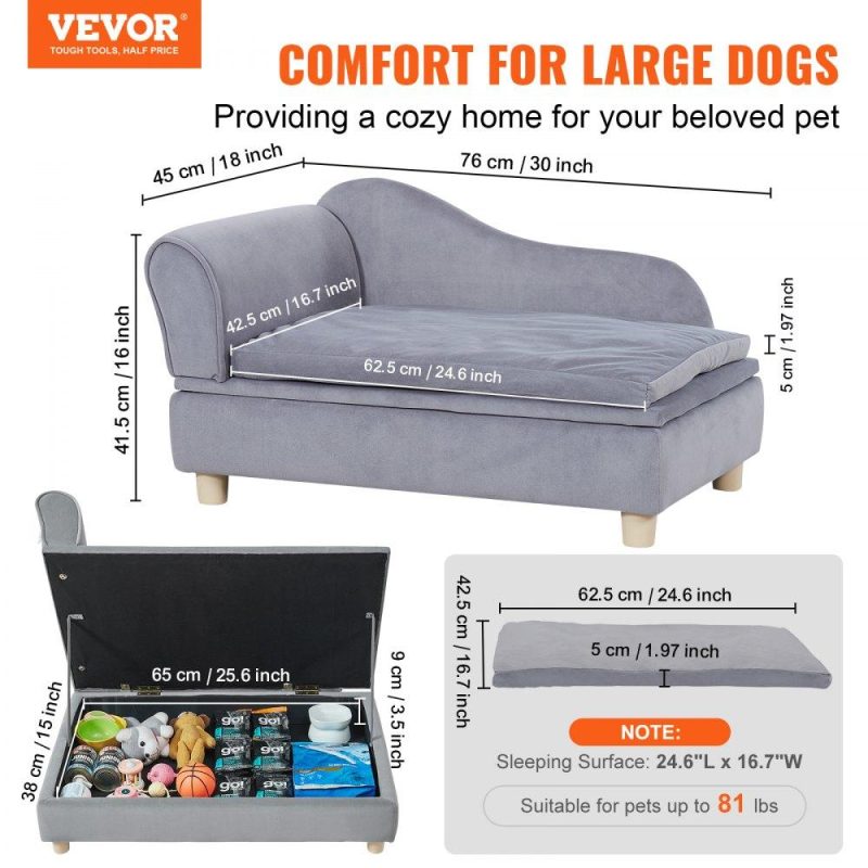 Pet Supplies | Pet Sofa, Dog Couch for Medium-Sized Dogs and Cats, Soft Velvety Dog Sofa Bed, 81 lbs Loading Cat Sofa, Grey Gray Agriculture & Forestry Equipment Gray