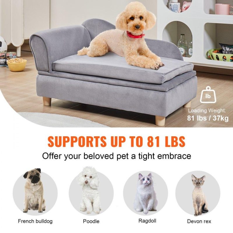 Pet Supplies | Pet Sofa, Dog Couch for Medium-Sized Dogs and Cats, Soft Velvety Dog Sofa Bed, 81 lbs Loading Cat Sofa, Grey Gray Agriculture & Forestry Equipment Gray