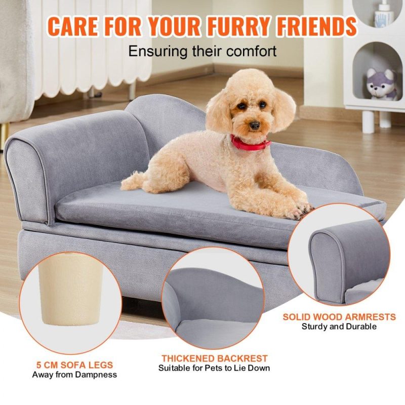 Pet Supplies | Pet Sofa, Dog Couch for Medium-Sized Dogs and Cats, Soft Velvety Dog Sofa Bed, 81 lbs Loading Cat Sofa, Grey Gray Agriculture & Forestry Equipment Gray