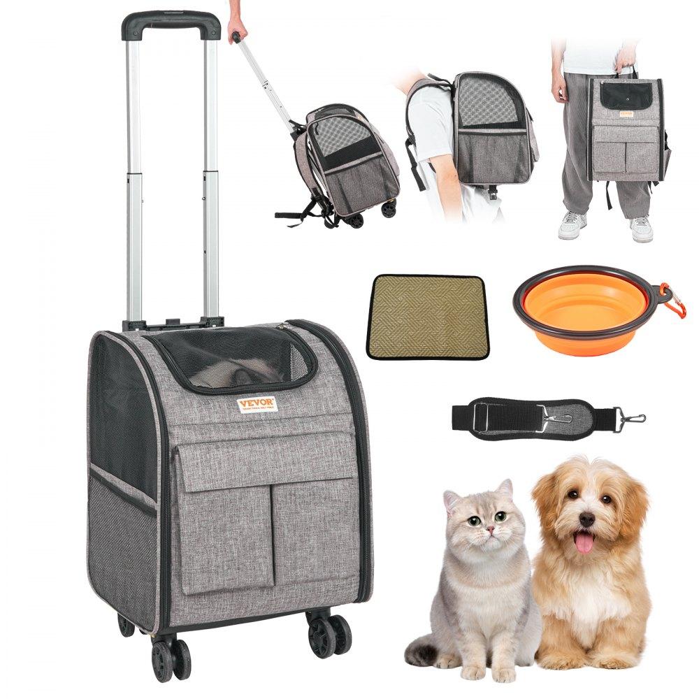 Pet Supplies | Rolling Pet Carrier Backpack with Removable Wheels for Under 18LBS, Large Soft Sided Wheeled Dog Carrier Cat Travel Carrier Airline Approved for Small Dogs and Medium Cats with Upgraded Wheels Agriculture & Forestry Equipment Pet Supplies