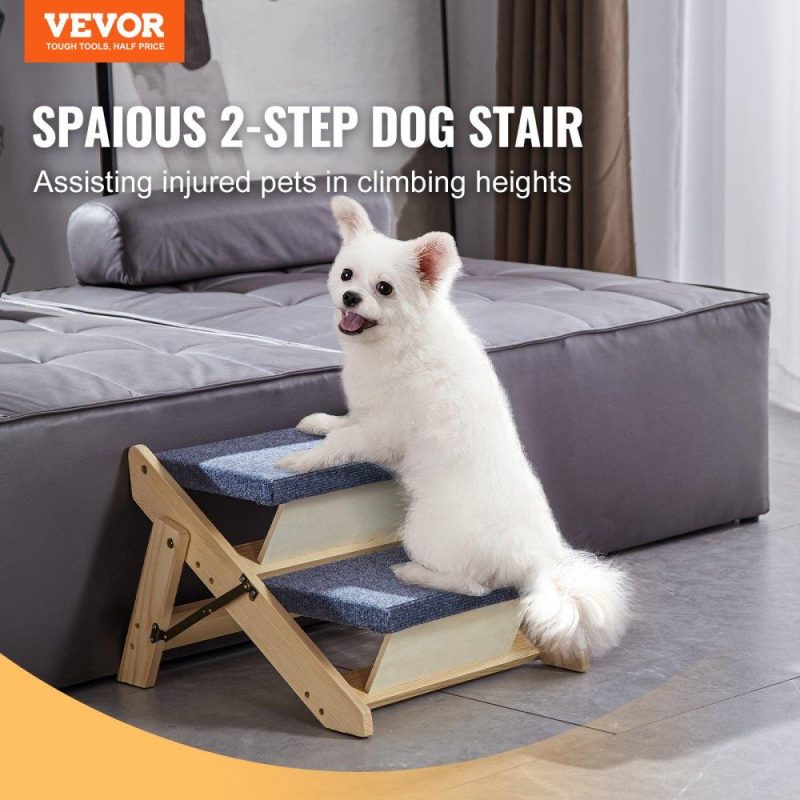 Pet Supplies | Wood Pet Stairs/Pet Steps, 2-in-1 Foldable Wooden Dog Stair for Beds, Sofa and Cars, Dog Stairs & Ramp with 2 Steps for Small Medium Large Pet, up to 110 lbs Agriculture & Forestry Equipment Pet Supplies