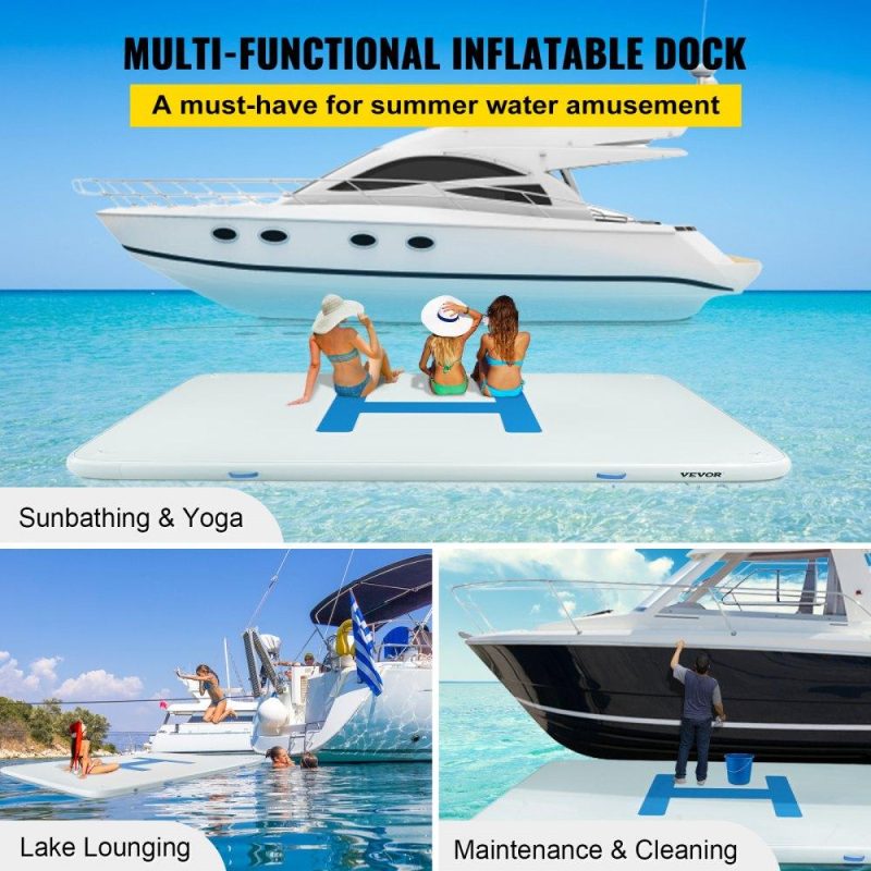 Pools & Spas | 13’x6.5’x6” Inflatable Dock Platform, 8 to 10 Person Inflatable Floating Dock, Floating Platform with Electric Air Pump & Hand Pump for Pool Beach Ocean Lake Float for Adults Lawn & Garden Pools & Spas