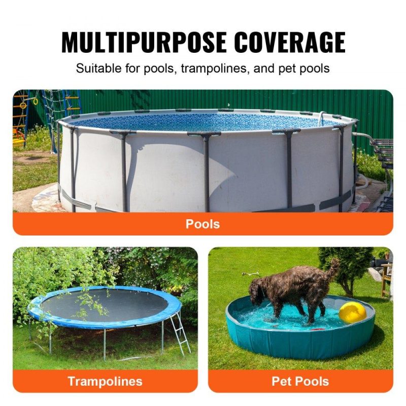 Pools & Spas | 15 Ft Round Pool Cover, Solar Covers for Above Ground Pools, Safety Pool Cover with Drawstring Design, 420D Oxford Fabric Summer Pool Cover, Waterproof and Dustproof, Black Lawn & Garden Pools & Spas