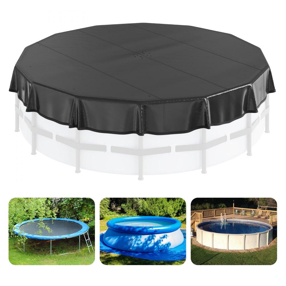 Pools & Spas | 15 Ft Round Pool Cover, Solar Covers for Above Ground Pools, Safety Pool Cover with Drawstring Design, PVC Summer Pool Cover, Waterproof and Dustproof, Black Lawn & Garden Pools & Spas