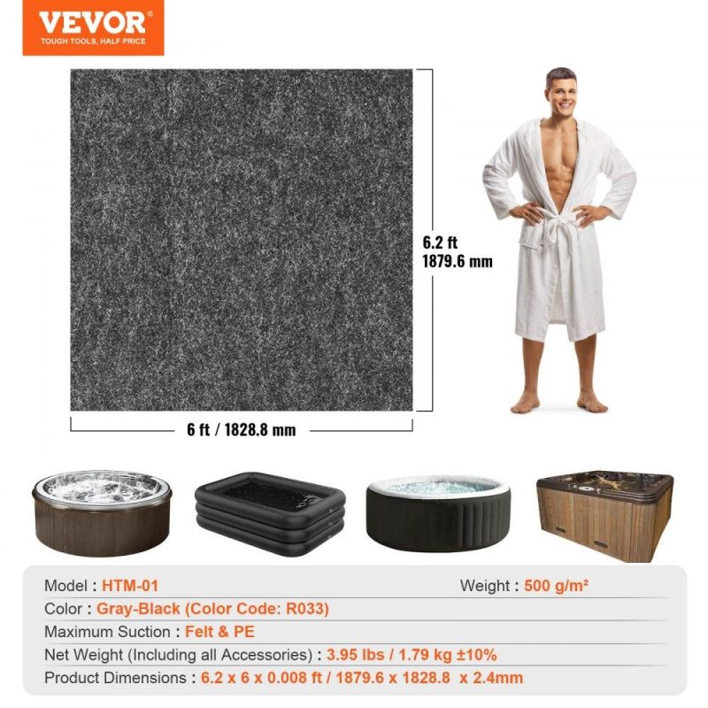 Pools & Spas | 74 x 72 Inch Hot Tub Mat, Extra Large Inflatable Hot Tub Pad, Waterproof Slip-Proof Backing, Absorbent Spa Pool Ground Base Flooring Protector Mat Reusable Outdoor & Indoor, Also For Car Repair Lawn & Garden Pools & Spas