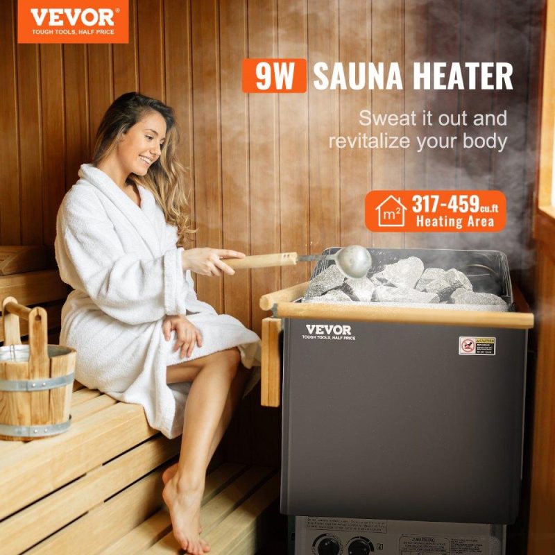 Pools & Spas | 9KW Sauna Heater, Steam Bath Sauna Heater with Built-In Controls, Electric Sauna Stove, 3h Timer and Adjustable Temp for Max. 317-459 Cubic Feet, Home Hotel Spa Shower Use 220V, FCC Certification Lawn & Garden Pools & Spas