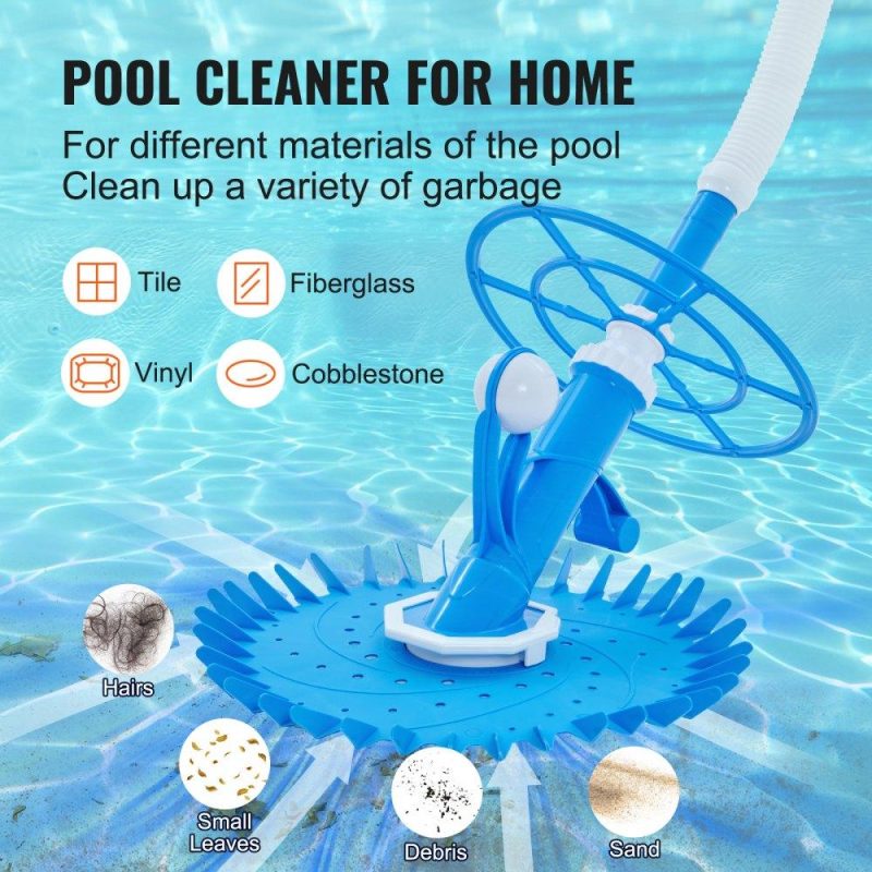 Pools & Spas | Automatic Suction Pool Cleaner, Low Noise Pool Vacuum Cleaner with Extra Diaphragm, 10 x 32 in Hoses & 36-Fin Disc, Side Climbing Pool Cleaners for Above-Ground & In-ground Swimming Pool Lawn & Garden Pools & Spas