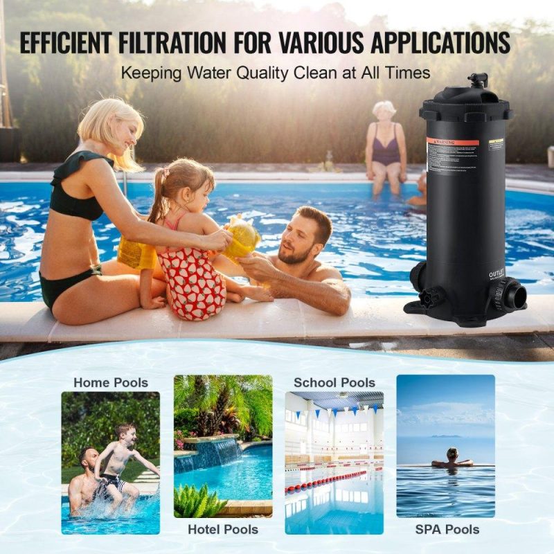 Pools & Spas | Cartridge Pool Filter, 50Sq. Ft Filter Area Inground Pool Filter, Above Ground Swimming Pool Filtration Filter System with Upgrade Filter &Leak-proof Casing, for Hot Tubs, Spa, Inflatable Pool Lawn & Garden Pools & Spas