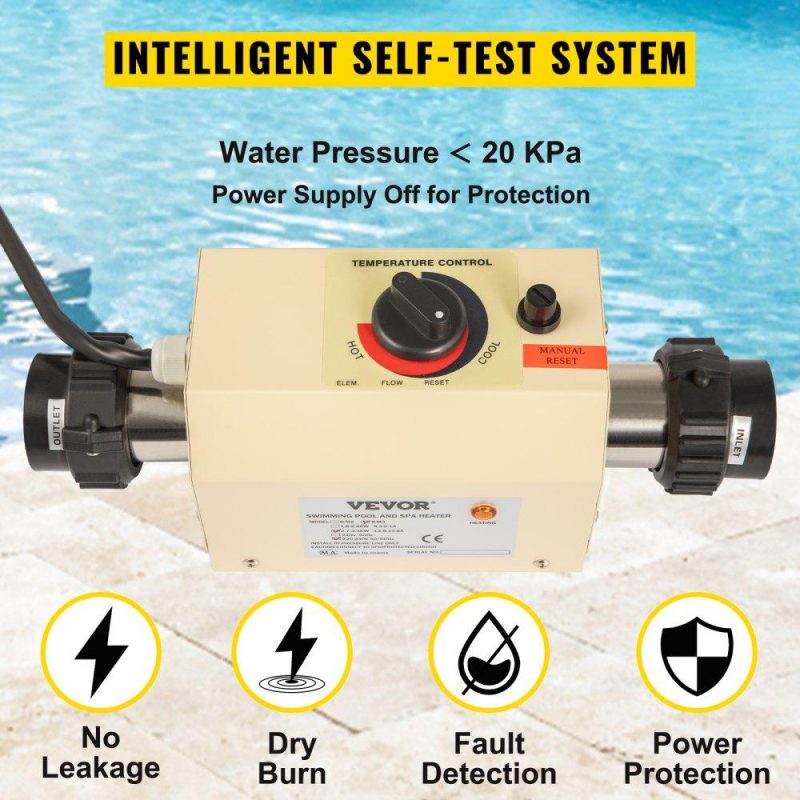 Pools & Spas | Electric Water Heater fit for Thermostat 2KW 220V Electric Water Heater fit for Thermostat for Max 528 Gallon Mini Swimming Pool SPA Swimming Pool fit for Thermostat Automated 50mm Interface Lawn & Garden Pools & Spas