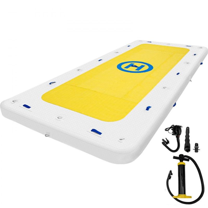 Pools & Spas | Inflatable Dock Floating Platform, 12 x 6 ft, 3-5 Person Capacity, 6 inches Thick, Swim Dock with Hand Pump, Electric Air Pump & Storage Bag, Drop Stitch PVC Non-Slip Raft for Pool Beach Ocean Lawn & Garden Pools & Spas