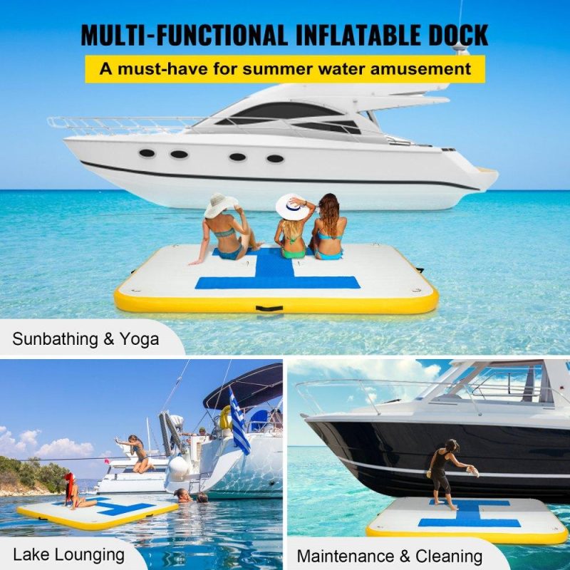 Pools & Spas | Inflatable Dock Platform, Inflatable Floating Dock 8×5 ft with Electric Air Pump Lawn & Garden Pools & Spas