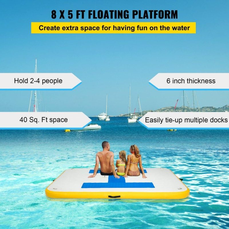 Pools & Spas | Inflatable Dock Platform, Inflatable Floating Dock 8×5 ft with Electric Air Pump Lawn & Garden Pools & Spas