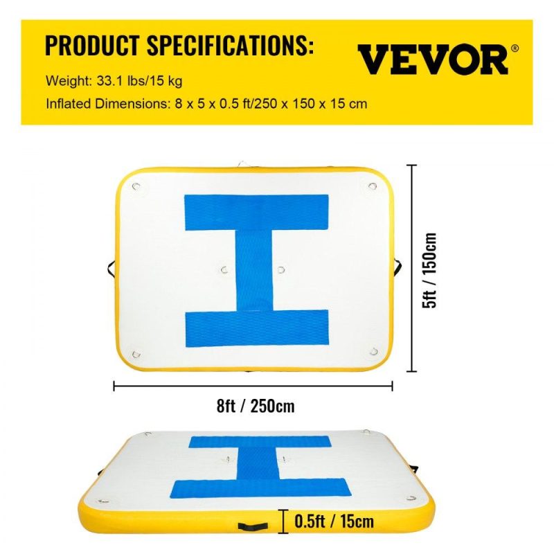Pools & Spas | Inflatable Dock Platform, Inflatable Floating Dock 8×5 ft with Electric Air Pump Lawn & Garden Pools & Spas