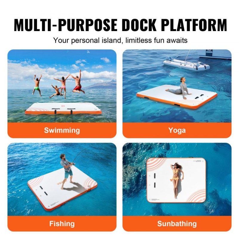 Pools & Spas | Inflatable Floating Dock, 10 x 8FT Inflatable Dock Platform, Non-Slip Water Floating Dock Mat with Detachable Ladder & Portable Carrying Bag, Floating Platform Island Raft for Ocean Pool Beach Lawn & Garden Pools & Spas