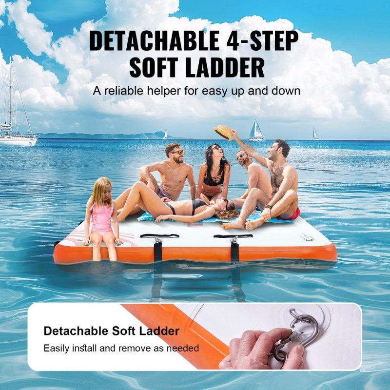 Pools & Spas | Inflatable Floating Dock, 15 x 6FT Inflatable Dock Platform, Non-Slip Water Floating Dock Mat with Detachable Ladder & Portable Carrying Bag, Floating Platform Island Raft for Ocean Pool Beach Lawn & Garden Pools & Spas