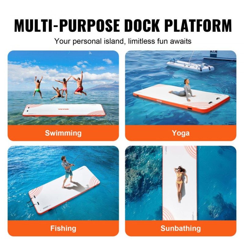 Pools & Spas | Inflatable Floating Dock, 15 x 6FT Inflatable Dock Platform, Non-Slip Water Floating Dock Mat with Detachable Ladder & Portable Carrying Bag, Floating Platform Island Raft for Ocean Pool Beach Lawn & Garden Pools & Spas