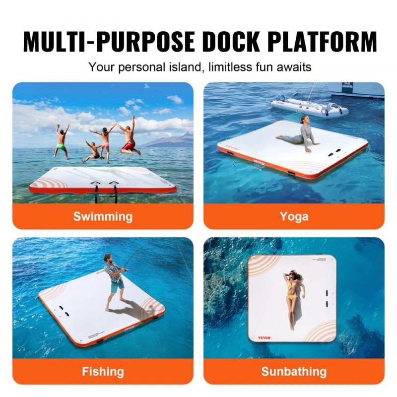 Pools & Spas | Inflatable Floating Dock, 7 x 7FT Inflatable Dock Platform, Non-Slip Water Floating Dock Mat with Portable Carrying Bag & Detachable Ladder, Floating Platform Island Raft for Pool Beach Ocean Lawn & Garden Pools & Spas