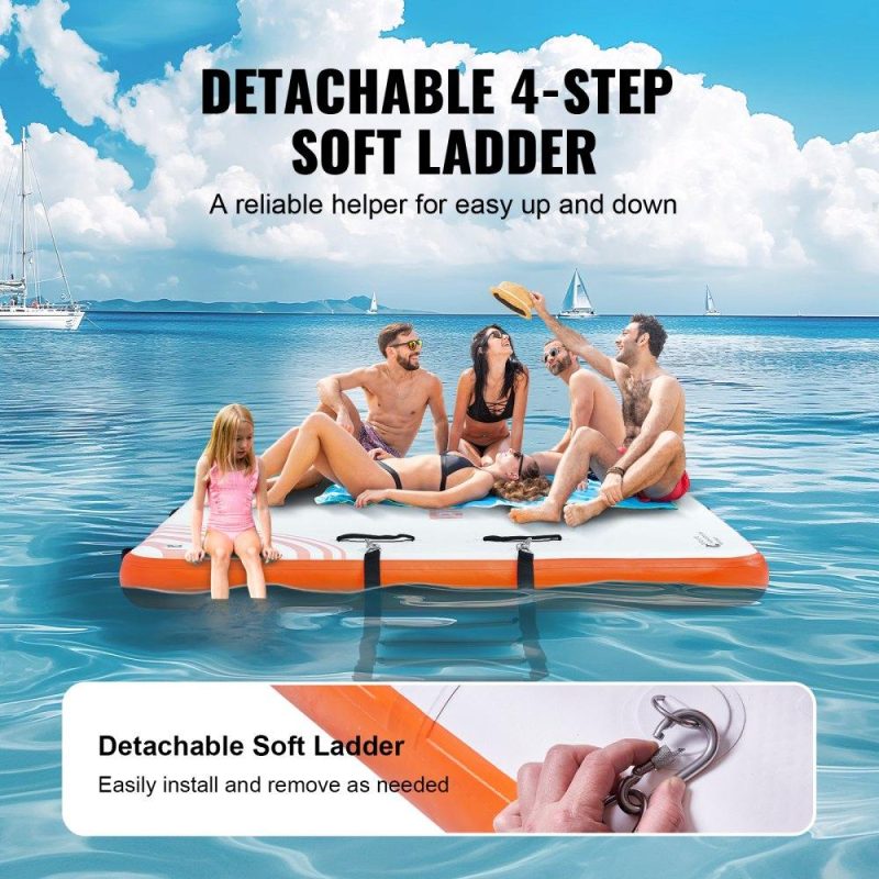 Pools & Spas | Inflatable Floating Dock, 8 x 5FT Inflatable Dock Platform, Non-Slip Water Floating Dock Mat with Portable Carrying Bag & Detachable Ladder, Floating Platform Island Raft for Pool Beach Ocean Lawn & Garden Pools & Spas