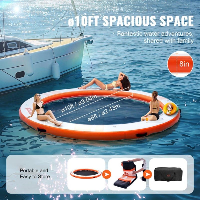 Pools & Spas | Inflatable Floating Dock ø10FT Water Dock Platform with ø8FT Mesh Pool Lawn & Garden Pools & Spas