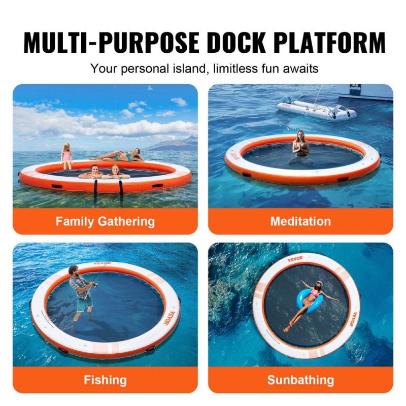 Pools & Spas | Inflatable Floating Dock ø10FT Water Dock Platform with ø8FT Mesh Pool Lawn & Garden Pools & Spas