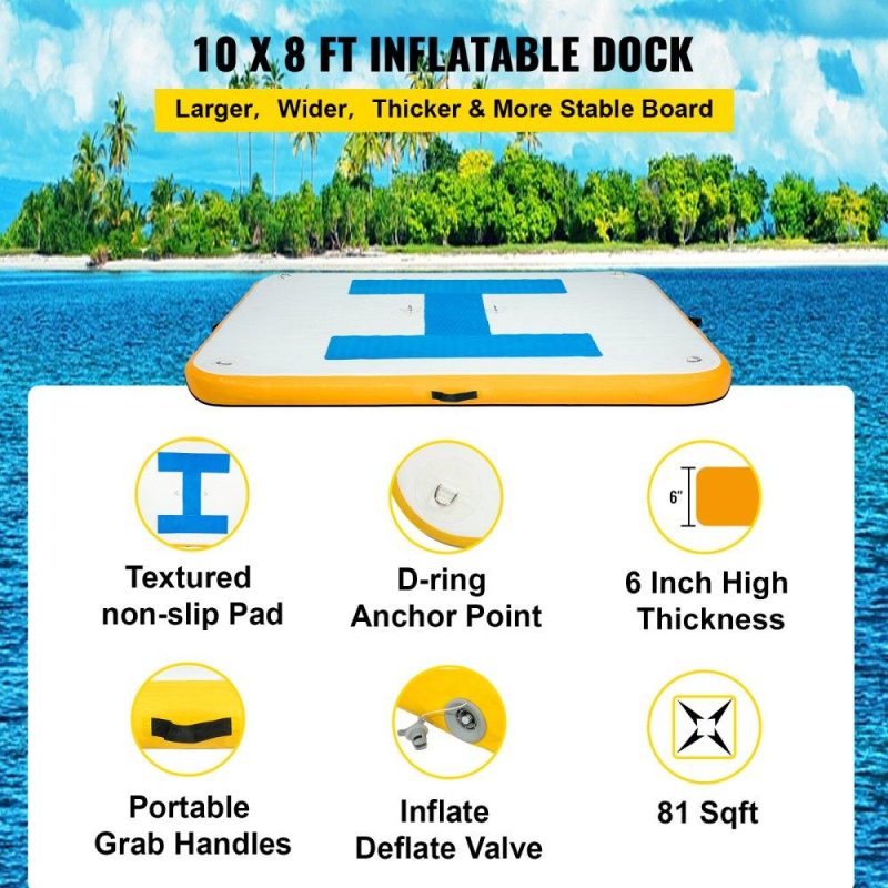 Pools & Spas | Inflatable Floating Dock, Inflatable Dock Platform with Electric Air Pump, Floating Platform for Pool Beach Ocean (10 x 8 ft) Lawn & Garden Pools & Spas