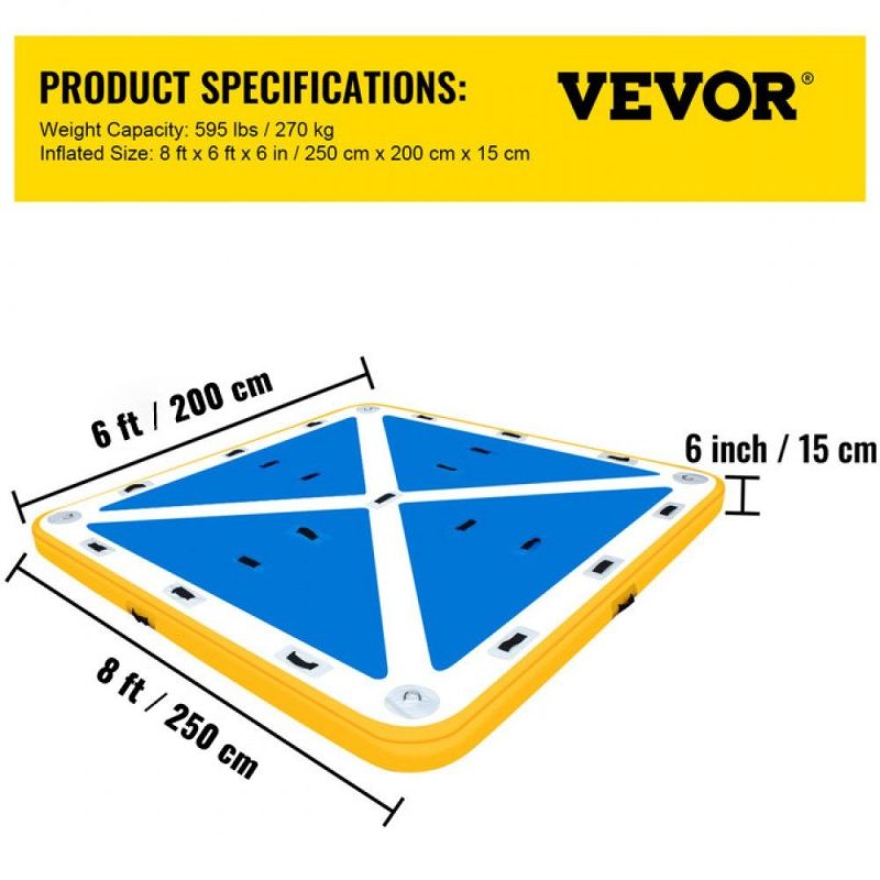 Pools & Spas | Inflatable Floating Dock, Inflatable Dock Platform with Electric Air Pump, Inflatable Swim Platform 6 Inch Thick, Floating Dock 4-6 People, Floating Platform for Pool Beach Ocean (8 x 6 ft) Lawn & Garden Pools & Spas