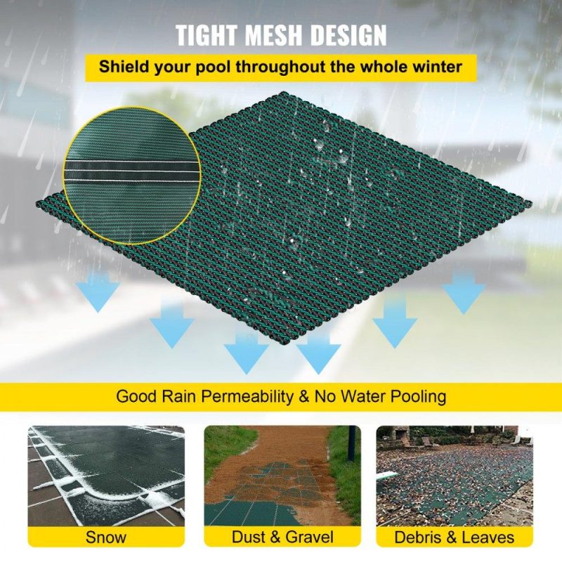 Pools & Spas | Inground Pool Safety Cover, 20 ft x 42 ft Rectangular Winter Pool Cover, Triple Stitched, High Strength Mesh PP Material with Good Rain Permeability, Installation Hardware Included, Green Lawn & Garden Pools & Spas